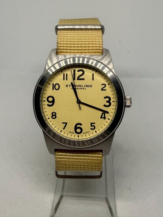 Stuhrling Other - Stührling Original Contrail Aviator Watch Champagne Dial Tan Canvas Strap Quartz